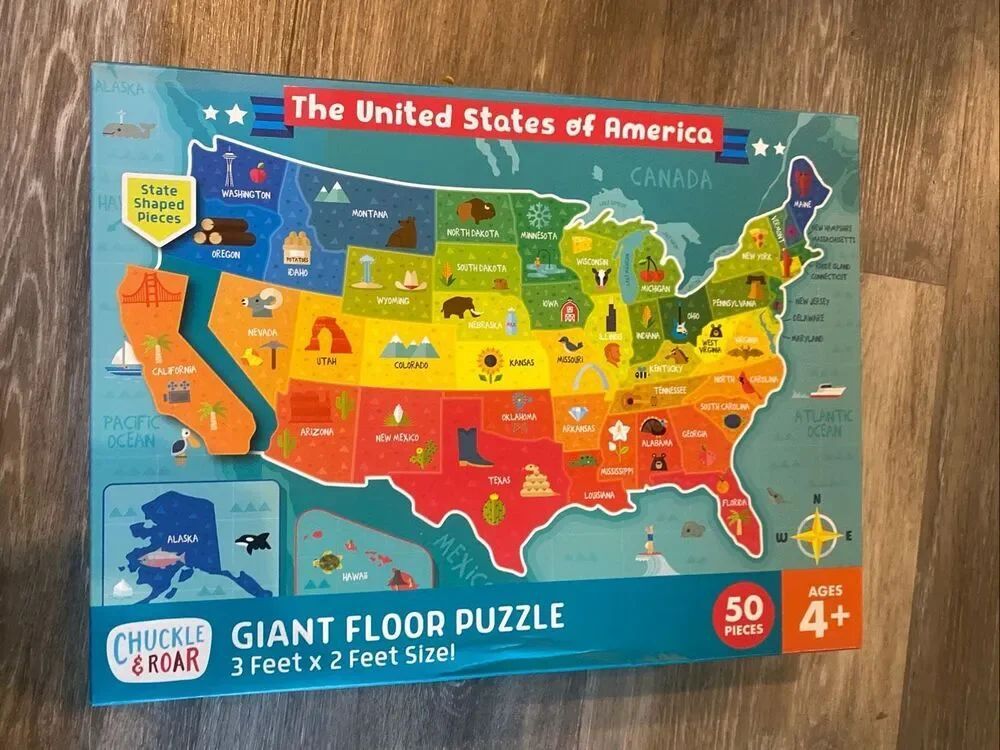 USA Map 50 Piece Jigsaw Floor Puzzle Chuckle and Roar